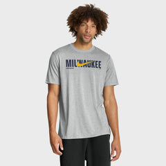Milwaukee Brewers Swoosh Legend Dri-FIT T-Shirt Heather Gray | Nike