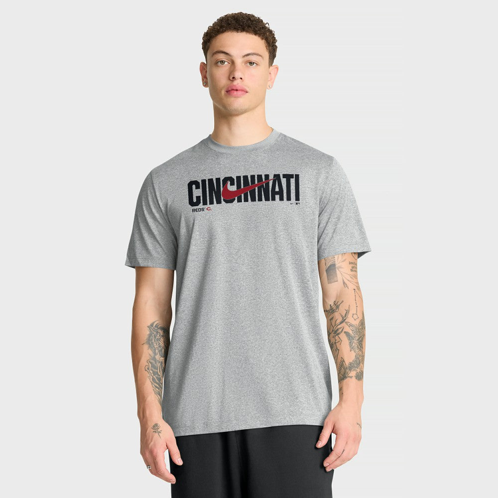 Cincinnati Reds Swoosh Legend Dri-FIT T-Shirt Heather Gray | Nike