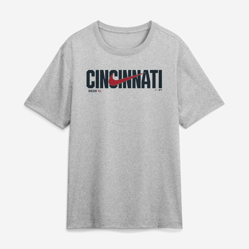 Cincinnati Reds Swoosh Legend Dri-FIT T-Shirt Heather Gray | Nike