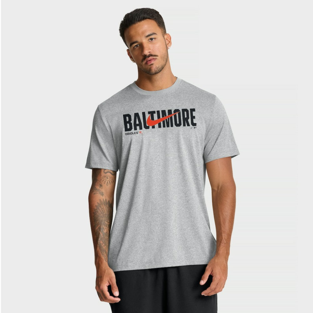 Baltimore Orioles Swoosh Legend Dri-FIT T-Shirt Heather Gray | Nike