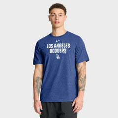 Los Angeles Dodgers Stacked Tri-Blend T-Shirt Heather Royal | Nike