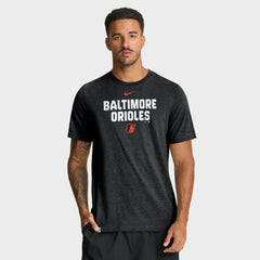 Baltimore Orioles Stacked Tri-Blend T-Shirt Heather Black | Nike