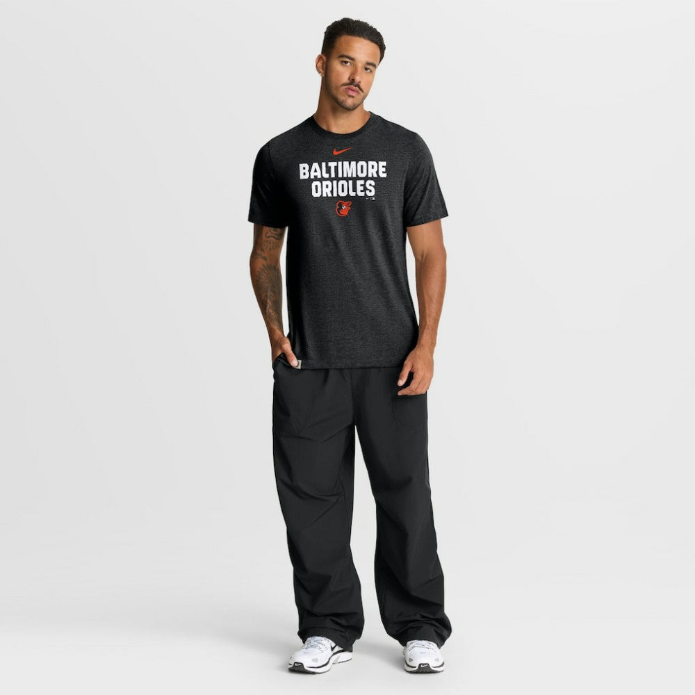 Baltimore Orioles Stacked Tri-Blend T-Shirt Heather Black | Nike
