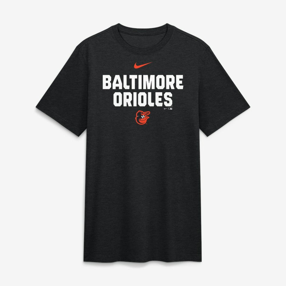 Baltimore Orioles Stacked Tri-Blend T-Shirt Heather Black | Nike