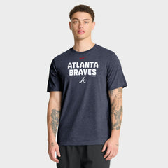 Atlanta Braves Stacked Tri-Blend T-Shirt Heather Navy | Nike