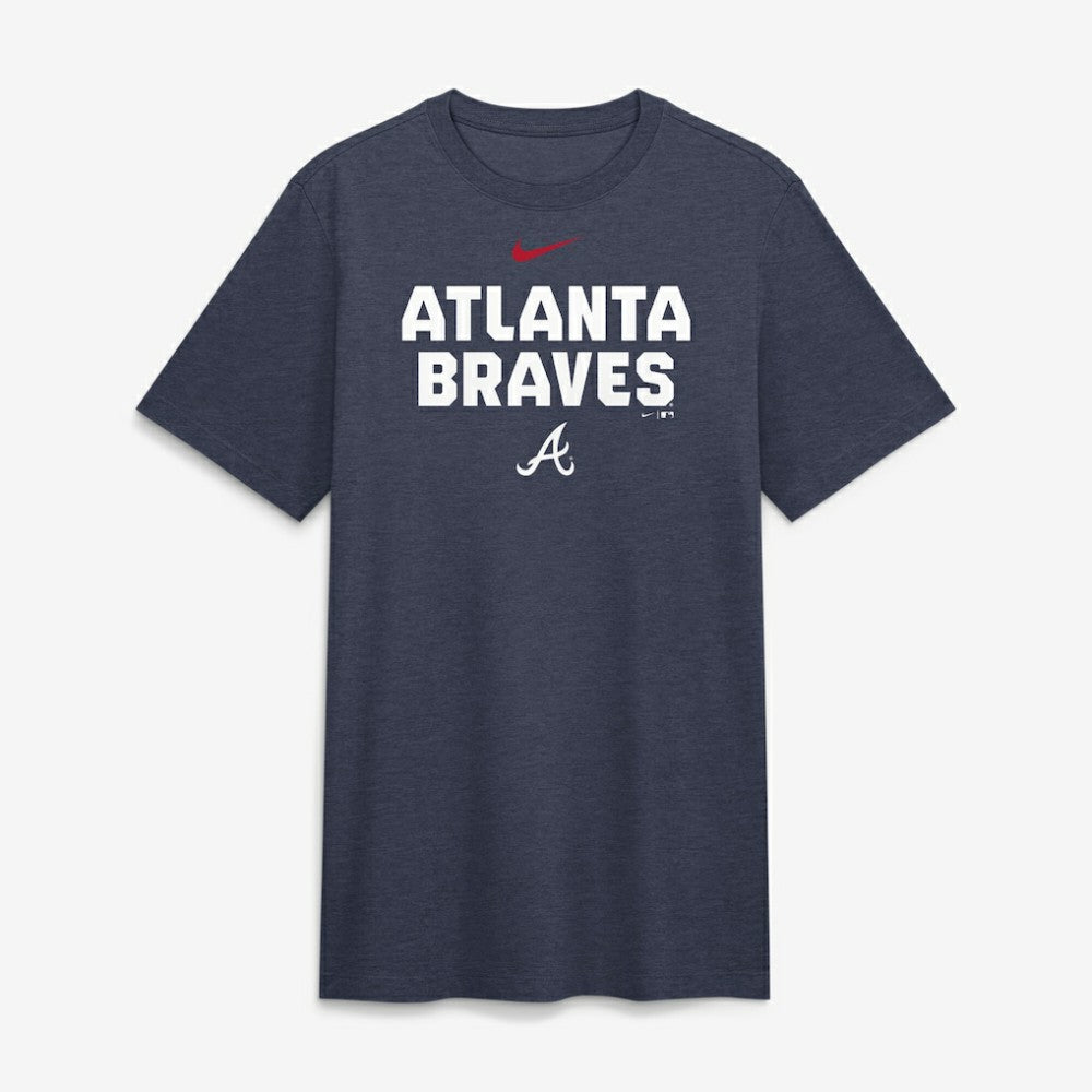 Atlanta Braves Stacked Tri-Blend T-Shirt Heather Navy | Nike