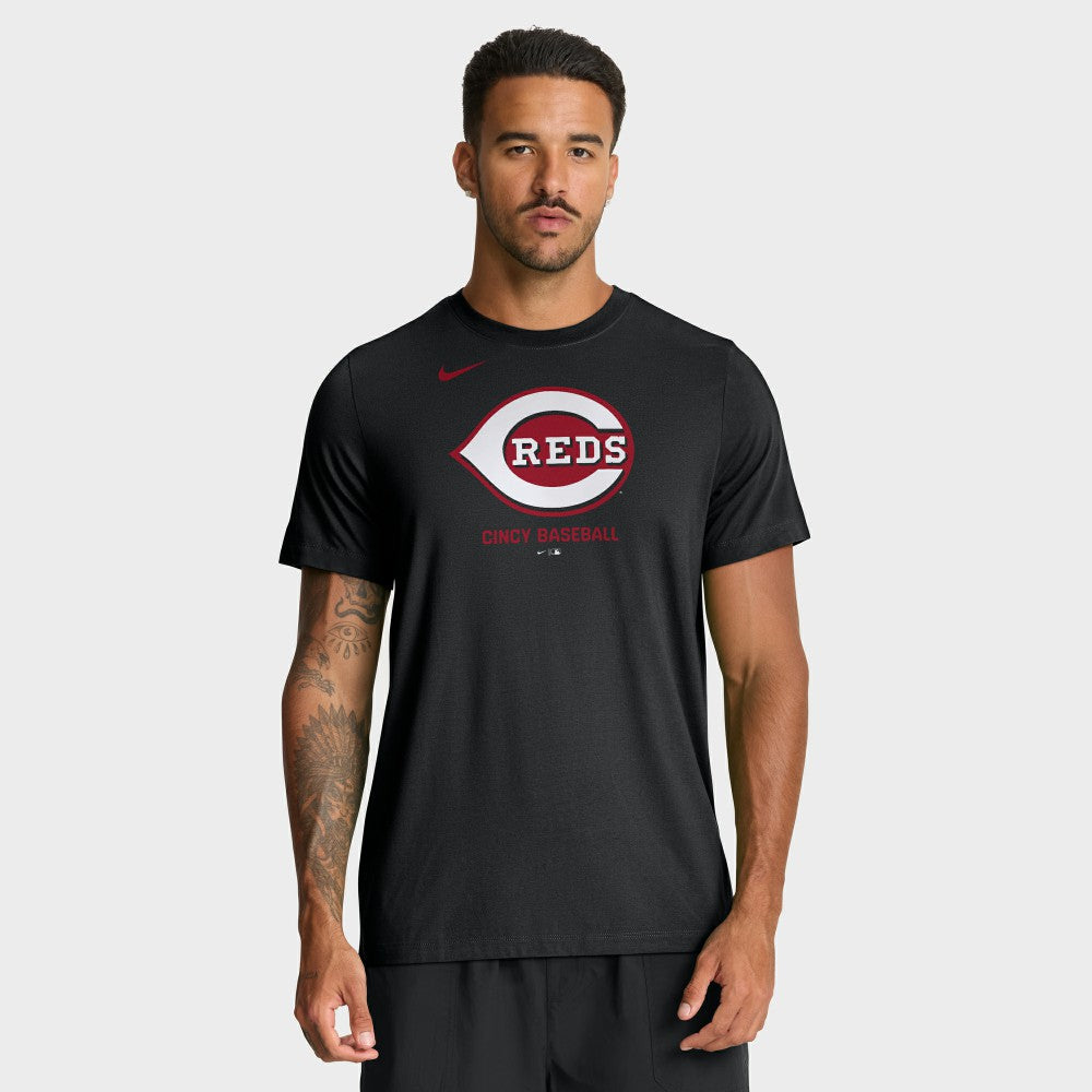 Cincinnati Reds Tri-Blend Logo T-Shirt Black | Nike
