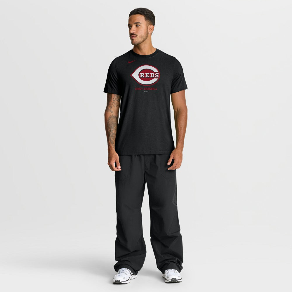 Cincinnati Reds Tri-Blend Logo T-Shirt Black | Nike