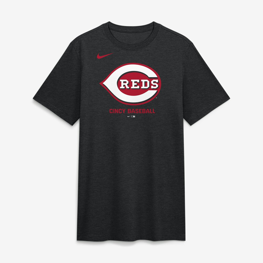 Cincinnati Reds Tri-Blend Logo T-Shirt Black | Nike