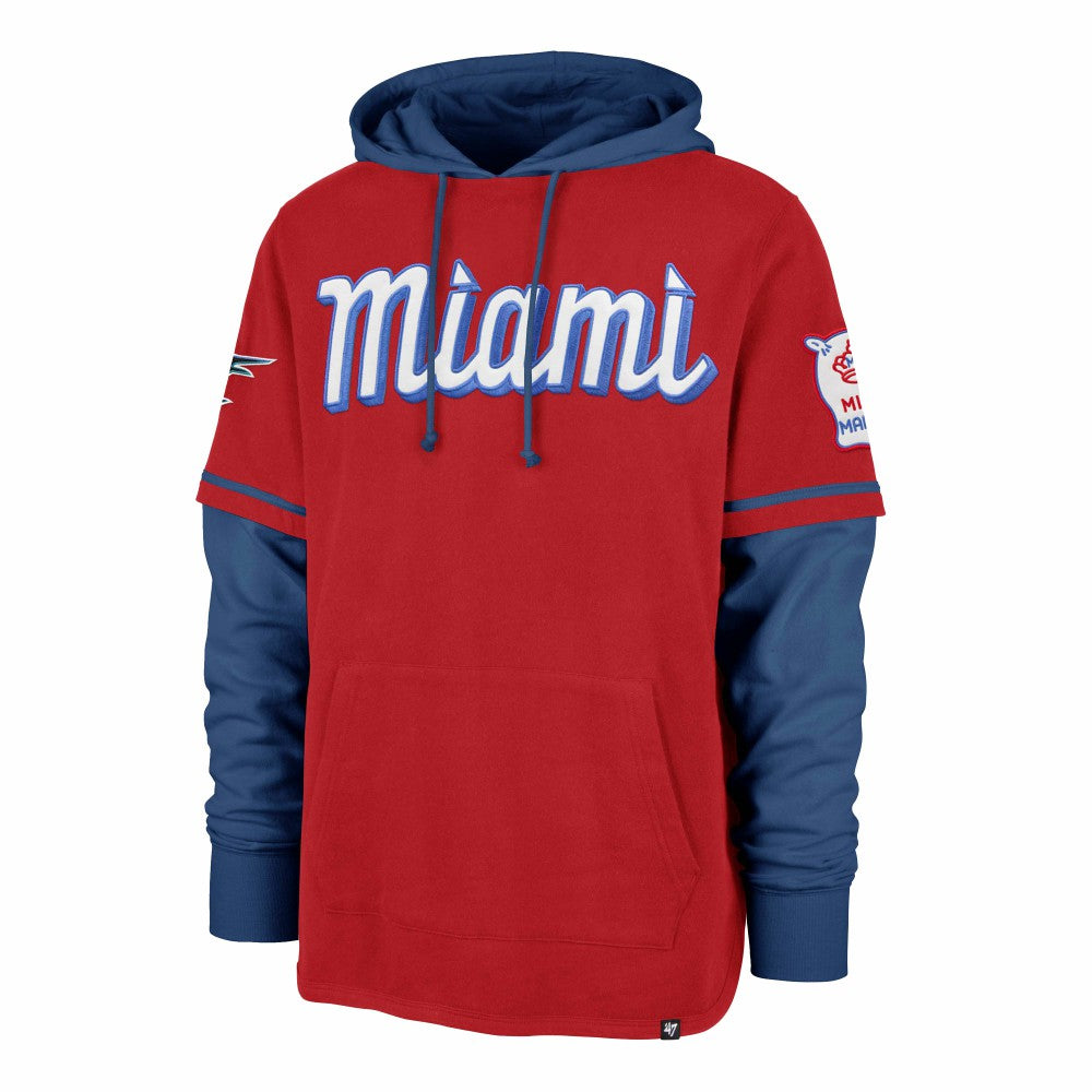 Miami Marlins City Connect Trifecta Shortstop Pullover Hoodie Red | 47 brand