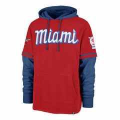 Miami Marlins City Connect Trifecta Shortstop Pullover Hoodie Red | 47 brand