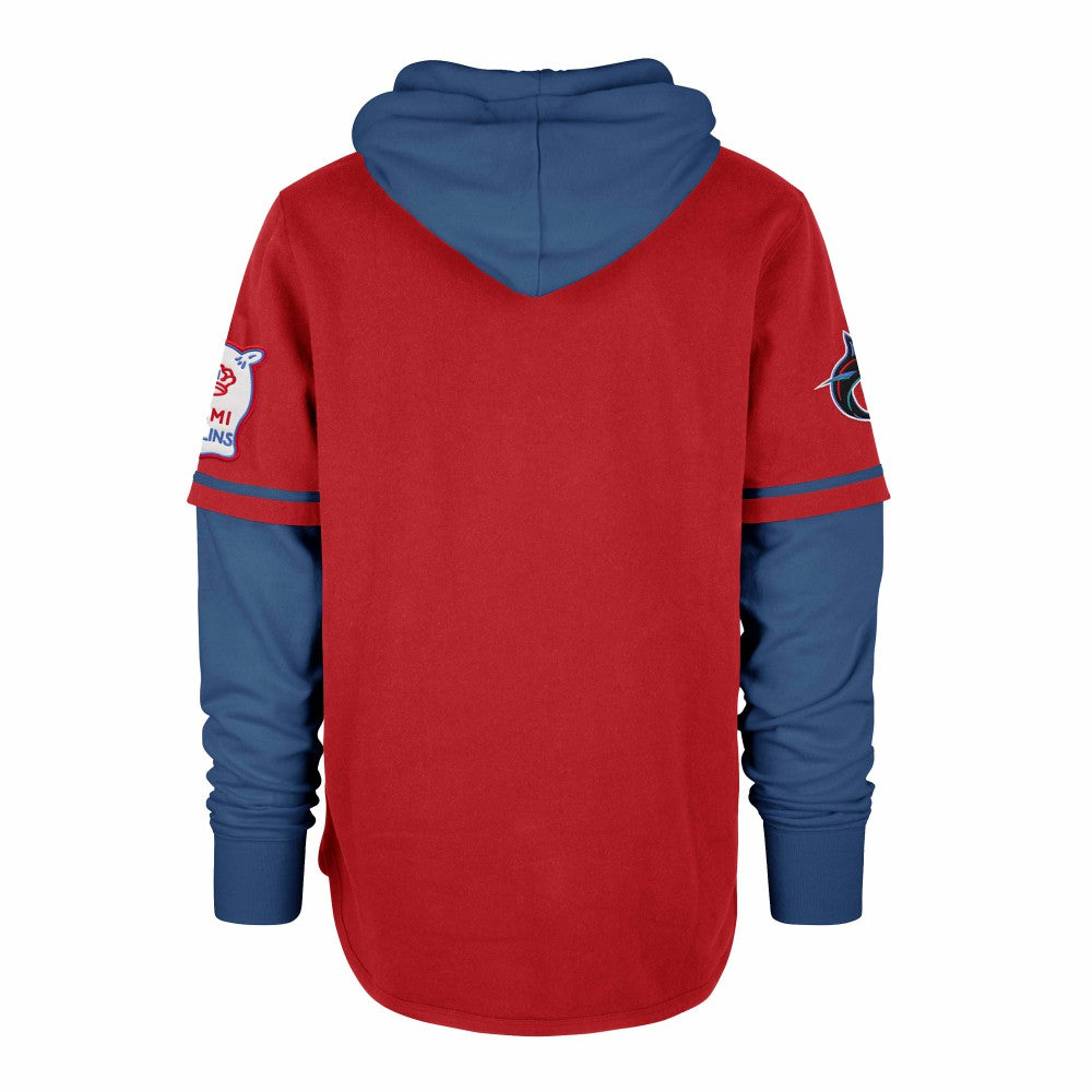 Miami Marlins City Connect Trifecta Shortstop Pullover Hoodie Red | 47 brand