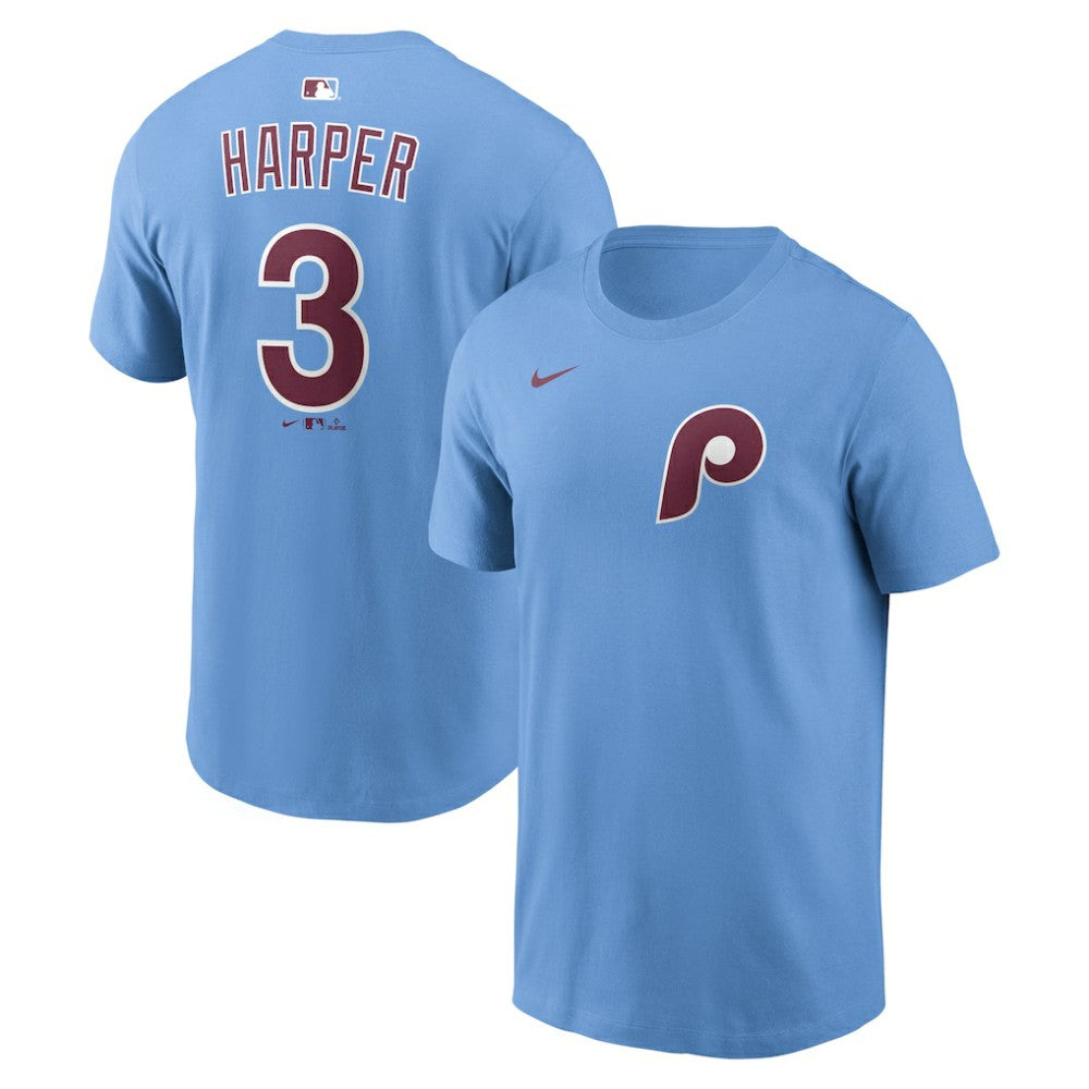 Bryce Harper Philadelphia Phillies Name & Number T-Shirt Light Blue | Nike