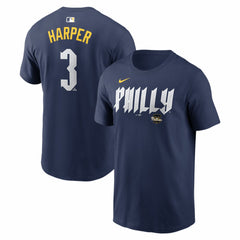 Bryce Harper Philadelphia Phillies City Connect Name & Number T-Shirt Navy | Nike