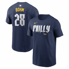 Alec Bohm Philadelphia Phillies City Connect Name & Number T-Shirt Navy | Nike