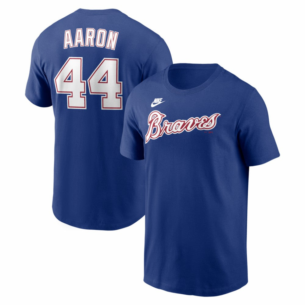 Hank Aaron Atlanta Braves Cooperstown Collection Name & Number T-Shirt Royal | Nike