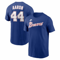 Hank Aaron Atlanta Braves Cooperstown Collection Name & Number T-Shirt Royal | Nike