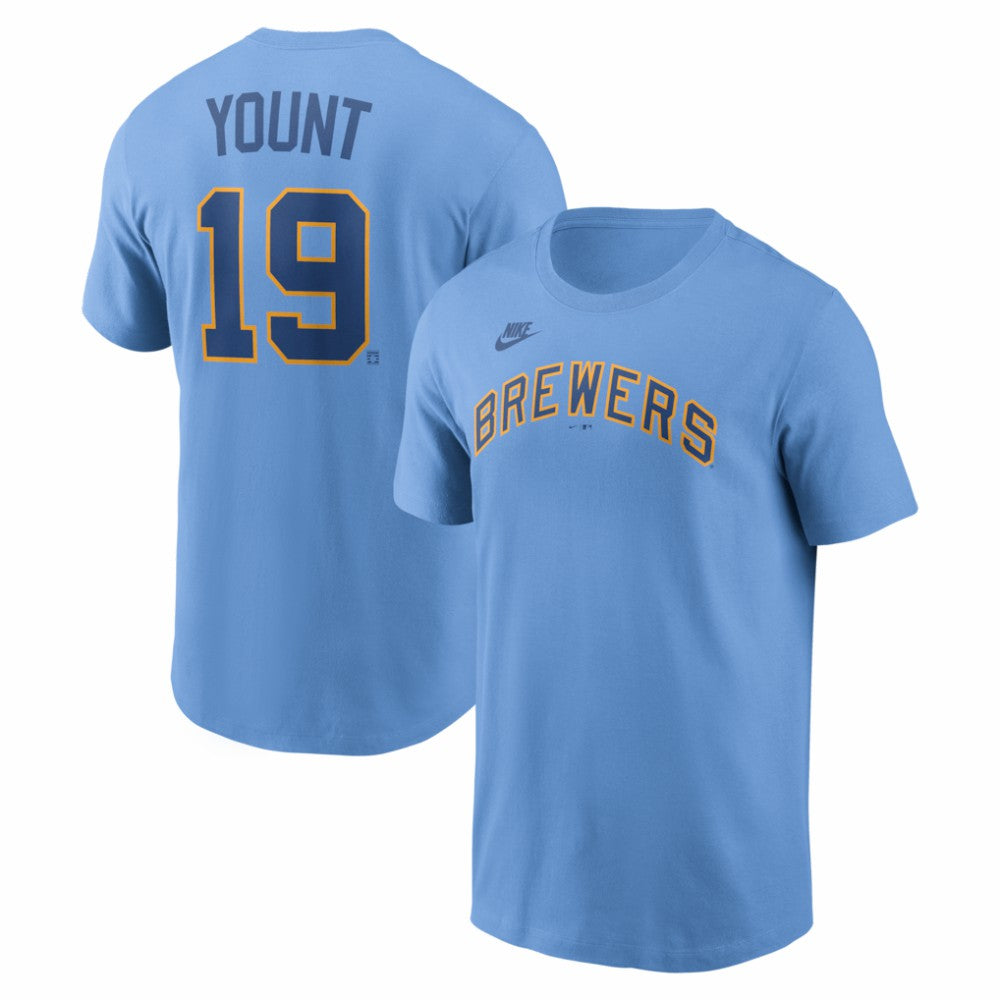 Robin Yount Milwaukee Brewers Cooperstown Collection Name & Number T-Shirt Powder Blue | Nike