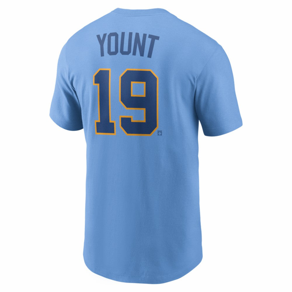 Robin Yount Milwaukee Brewers Cooperstown Collection Name & Number T-Shirt Powder Blue | Nike