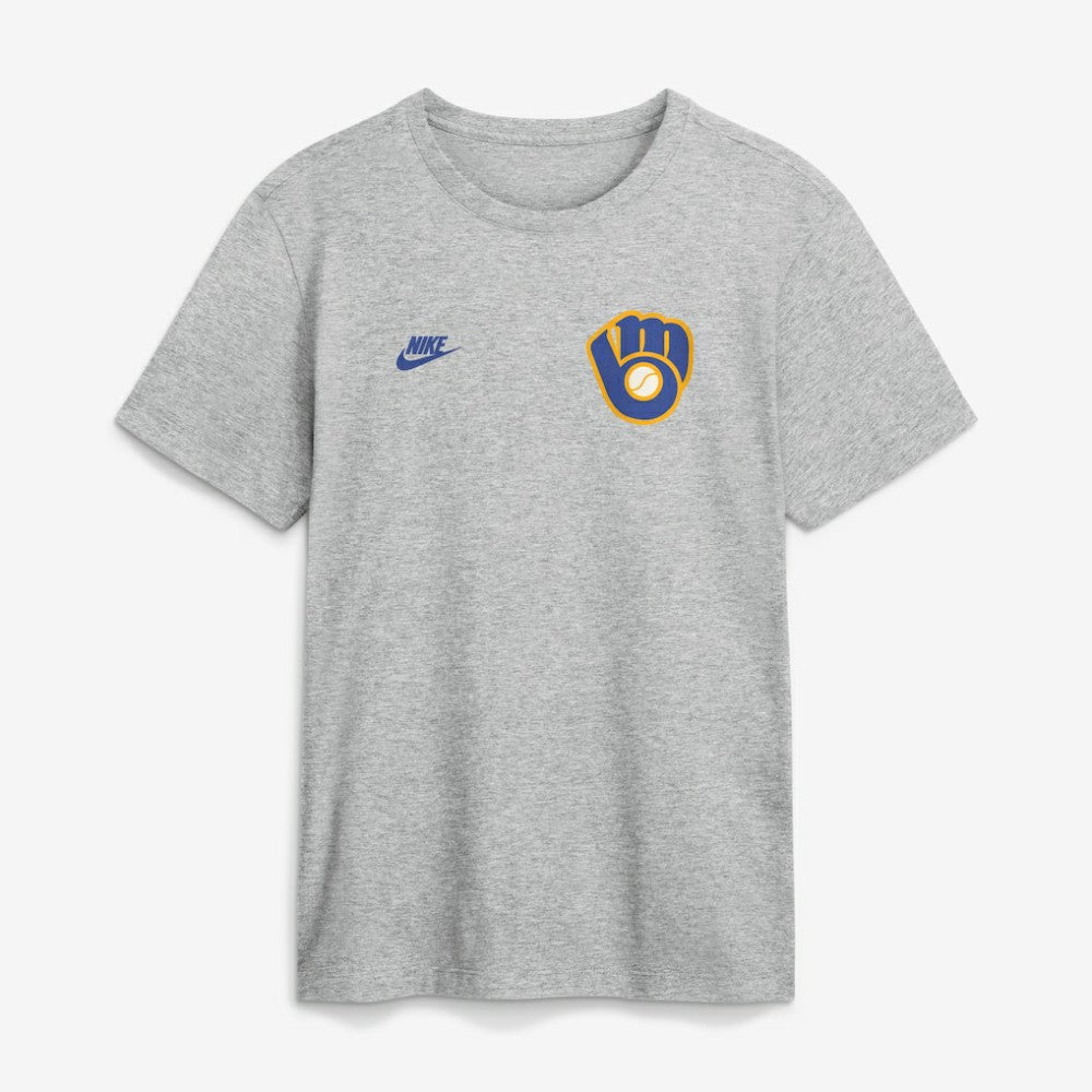 Milwaukee Brewers Cooperstown 2-Hit T-Shirt Heather Gray | Nike