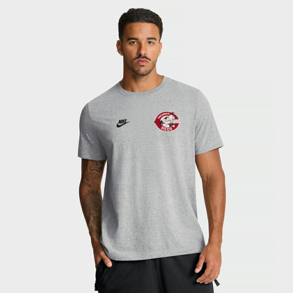 Cincinnati Reds Cooperstown 2-Hit T-Shirt Heather Gray | Nike