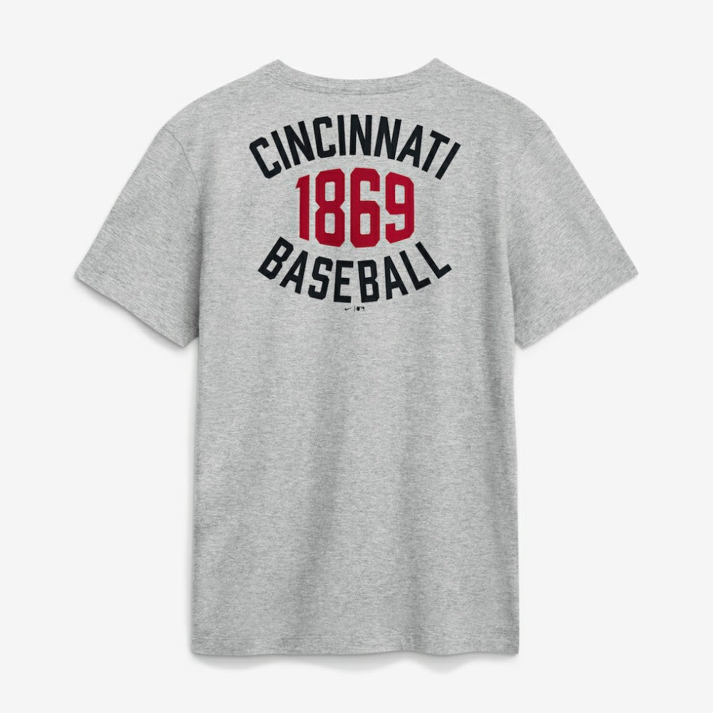 Cincinnati Reds Cooperstown 2-Hit T-Shirt Heather Gray | Nike