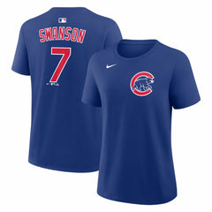 Dansby Swanson Chicago Cubs Women's Name & Number T-Shirt Royal | Nike