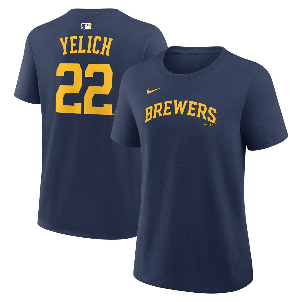 Christian Yelich Milwaukee Brewers Women's Name & Number T-Shirt Navy | Nike