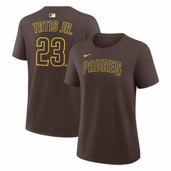 Fernando Tatis Jr. San Diego Padres Women's Name & Number T-Shirt Brown | Nike