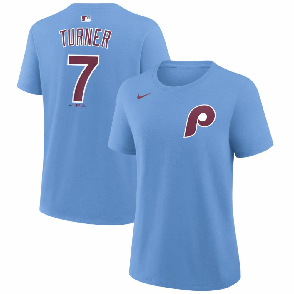 Trea Turner Philadelphia Phillies Women's Name & Number T-Shirt Light Blue | Nike