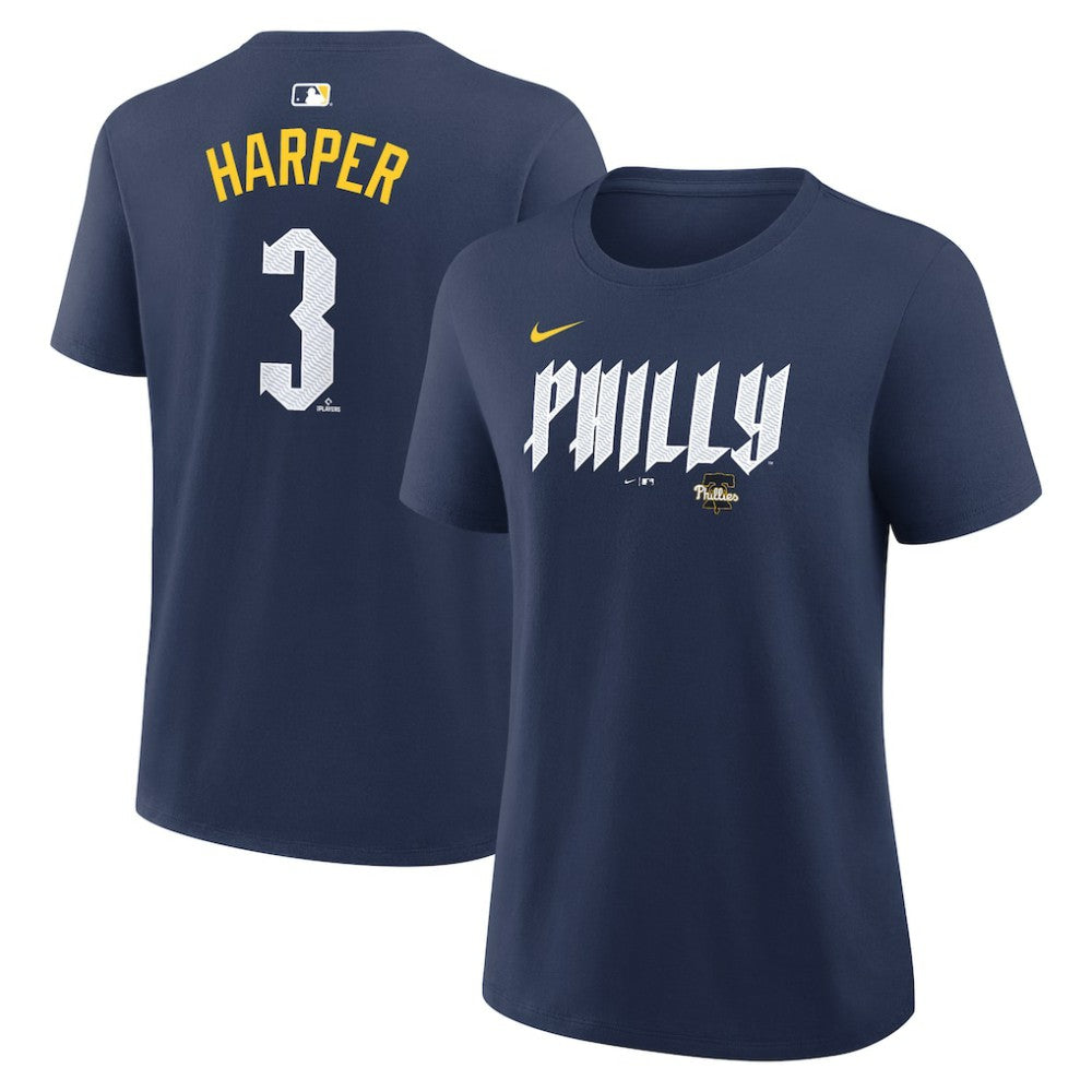 Bryce Harper Philadelphia Phillies Women's City Connect Name & Number T-Shirt Navy | Nike