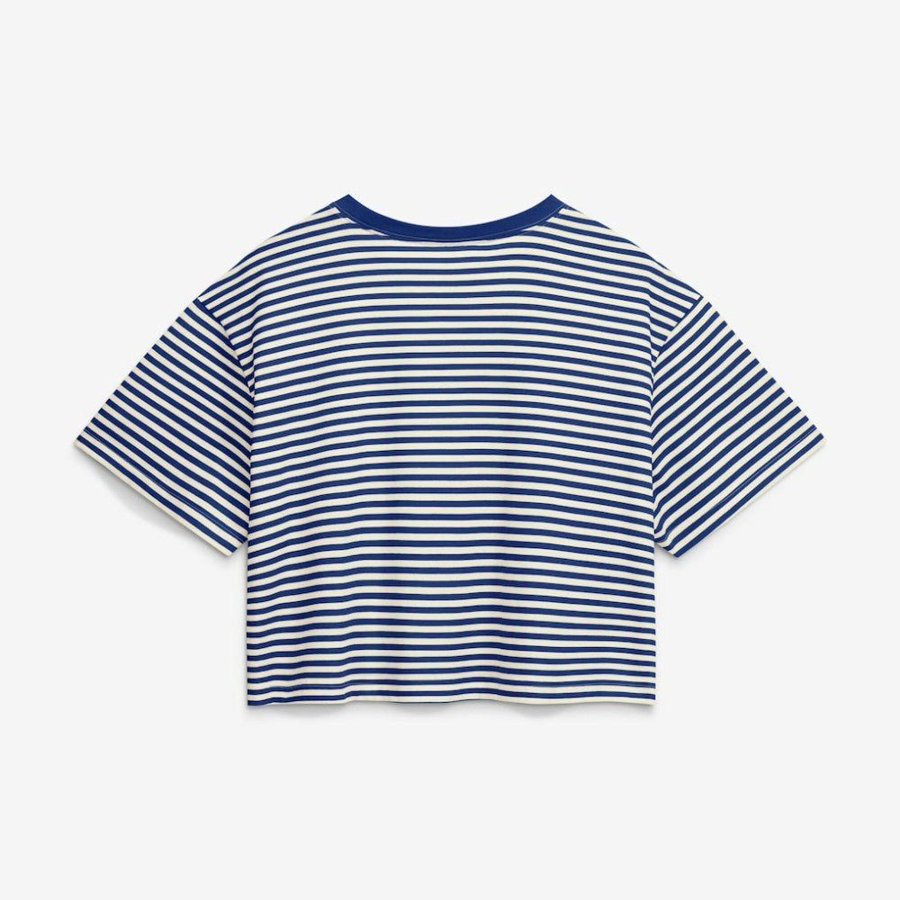 Seattle Mariners Women's Cooperstown Collection Striped Cropped T-Shirt Royal/Cream | Nike