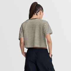 San Diego Padres Women's Cooperstown Collection Striped Cropped T-Shirt Brown/Cream | Nike