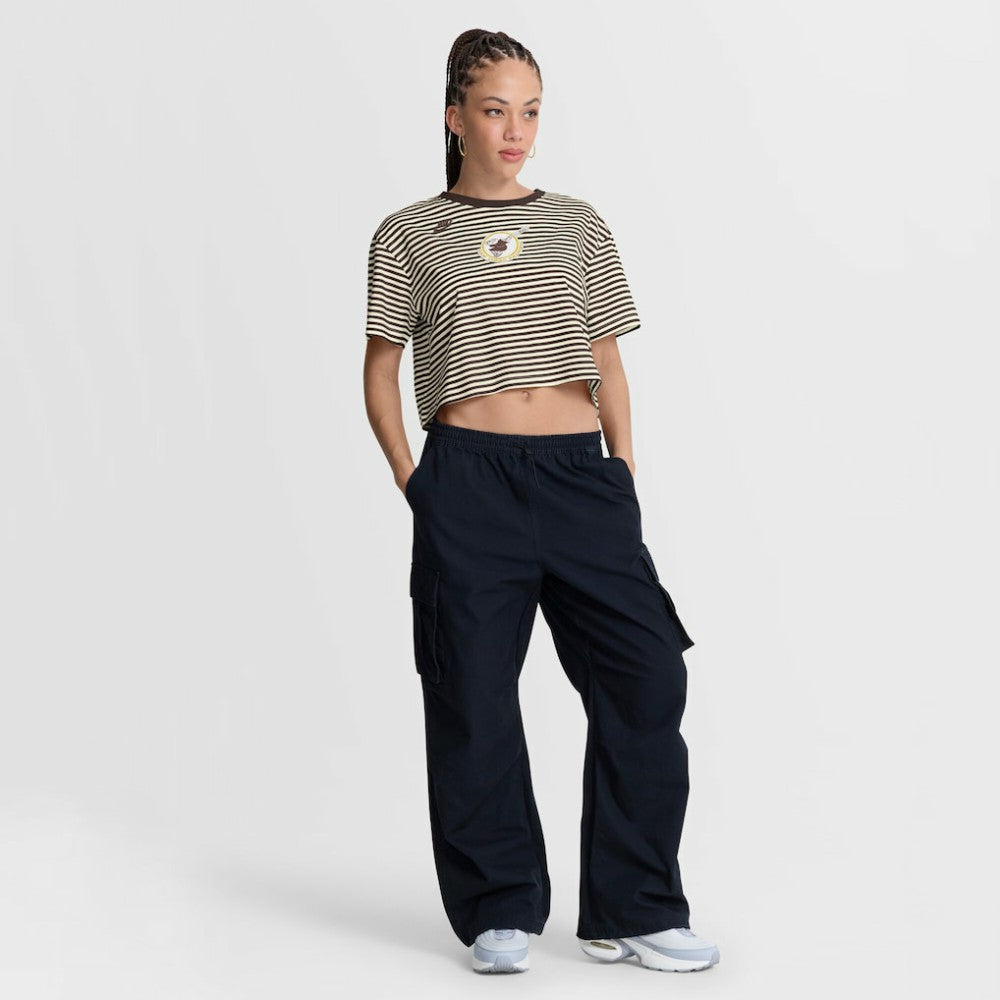 San Diego Padres Women's Cooperstown Collection Striped Cropped T-Shirt Brown/Cream | Nike