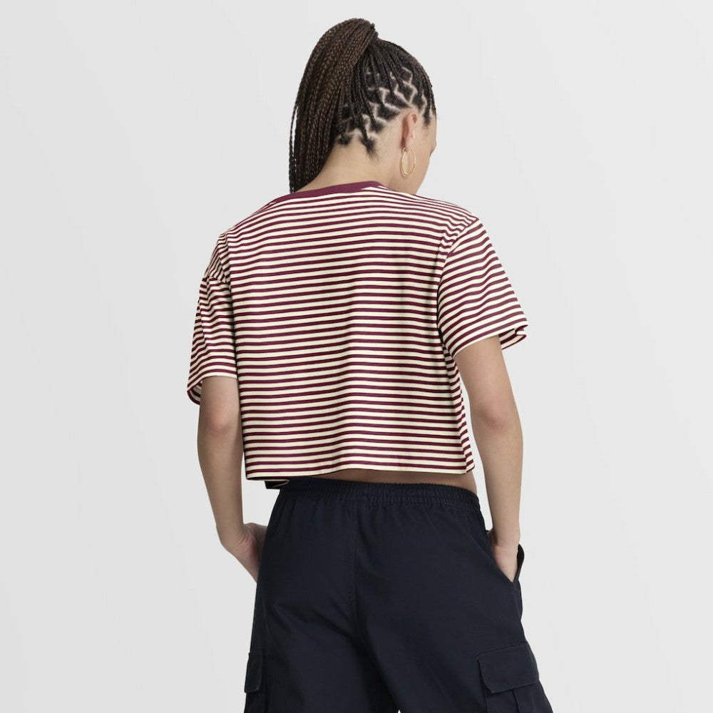 Philadelphia Phillies Women's Cooperstown Collection Striped Cropped T-Shirt Burgundy/Cream | Nike