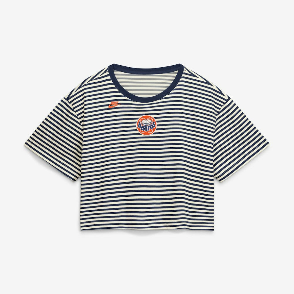 Houston Astros Women's Cooperstown Collection Striped Cropped T-Shirt Navy/Cream | Nike