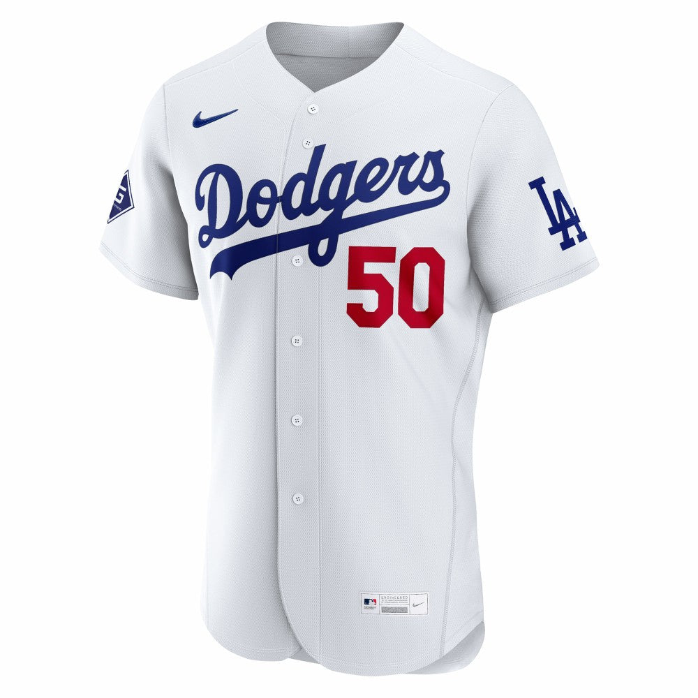 Mookie Betts Los Angeles Dodgers Home Authentic Sponsor Patch Jersey White | Nike