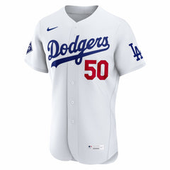 Mookie Betts Los Angeles Dodgers Home Authentic Sponsor Patch Jersey White | Nike