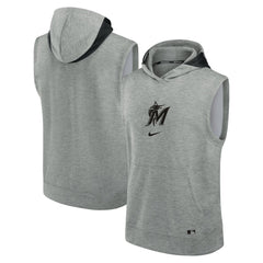 Miami Marlins Authentic Collection Early Work Dri-FIT Sleeveless Hoodie Heather Gray | Nike