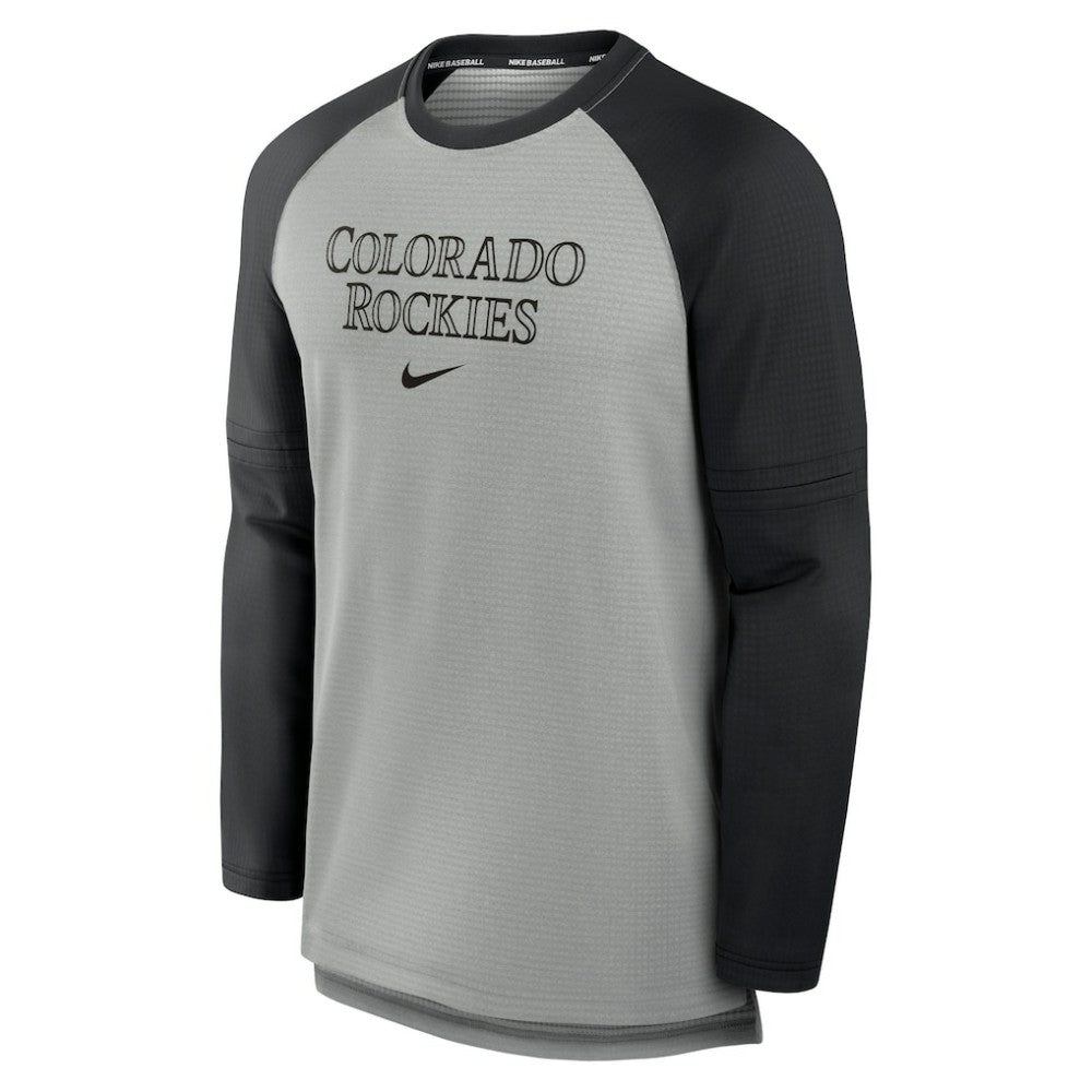 Colorado Rockies Authentic Collection Game Time Raglan Performance Long Sleeve T-Shirt Heather Gray/Black | Nike
