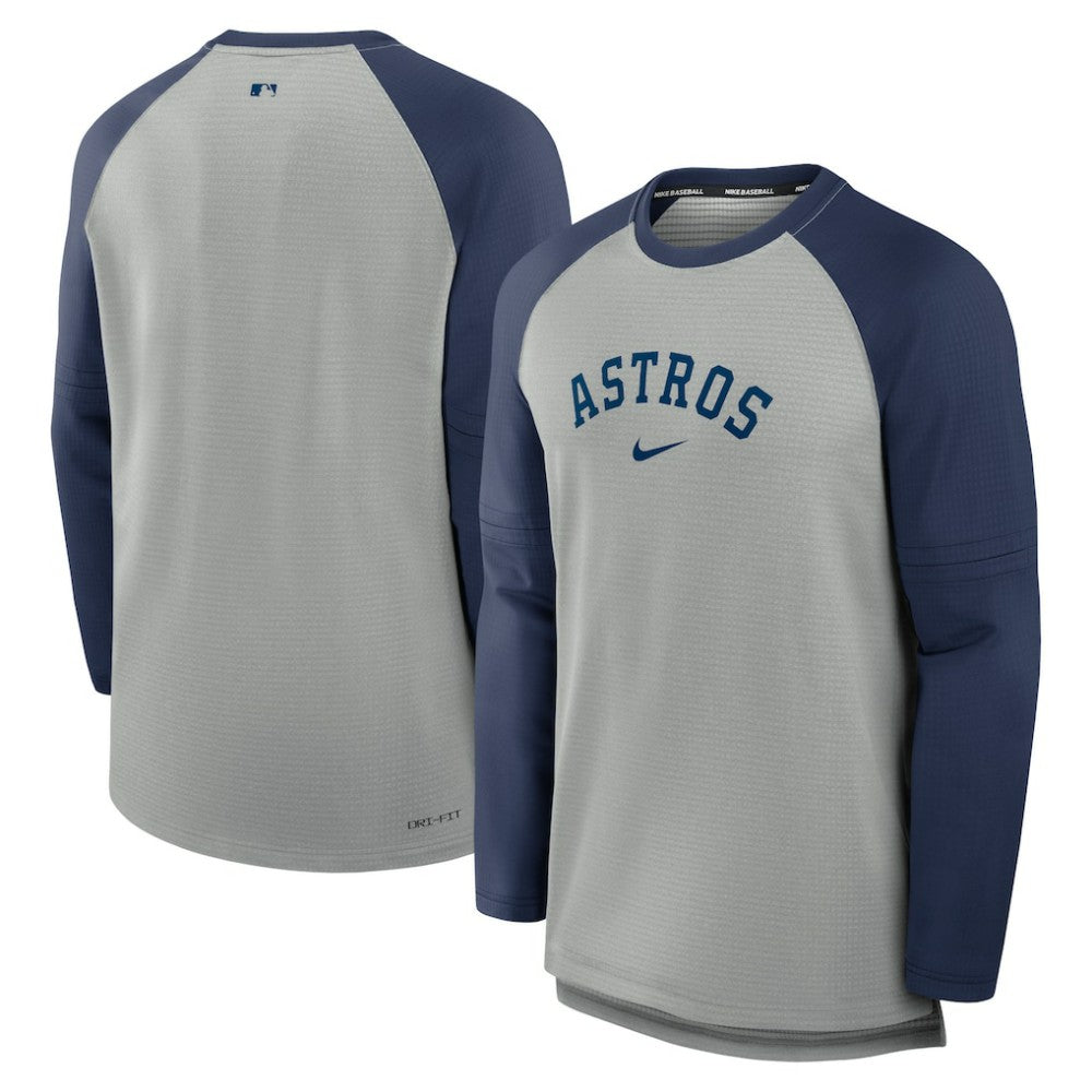 Houston Astros Authentic Collection Game Time Raglan Performance Long Sleeve T-Shirt Heather Gray/Navy | Nike