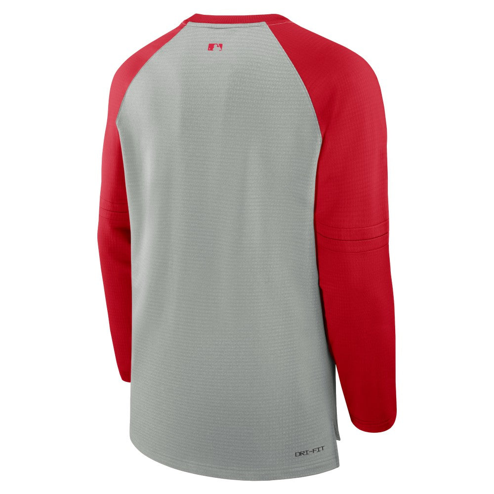 Los Angeles Angels Authentic Collection Game Time Raglan Performance Long Sleeve T-Shirt Heather Gray/Red | Nike