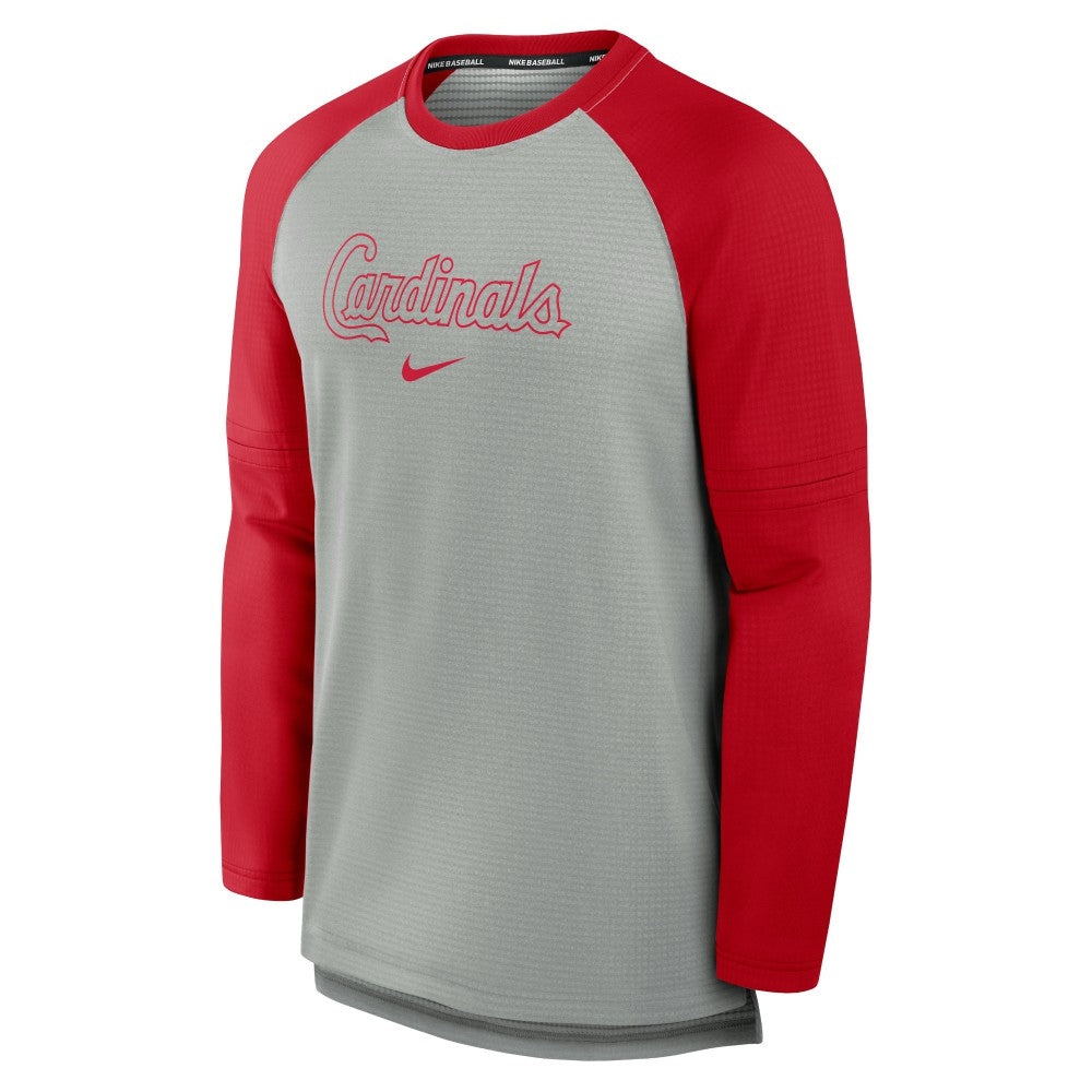 St. Louis Cardinals Authentic Collection Game Time Raglan Performance Long Sleeve T-Shirt Heather Gray/Red | Nike
