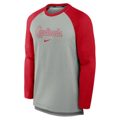 St. Louis Cardinals Authentic Collection Game Time Raglan Performance Long Sleeve T-Shirt Heather Gray/Red | Nike