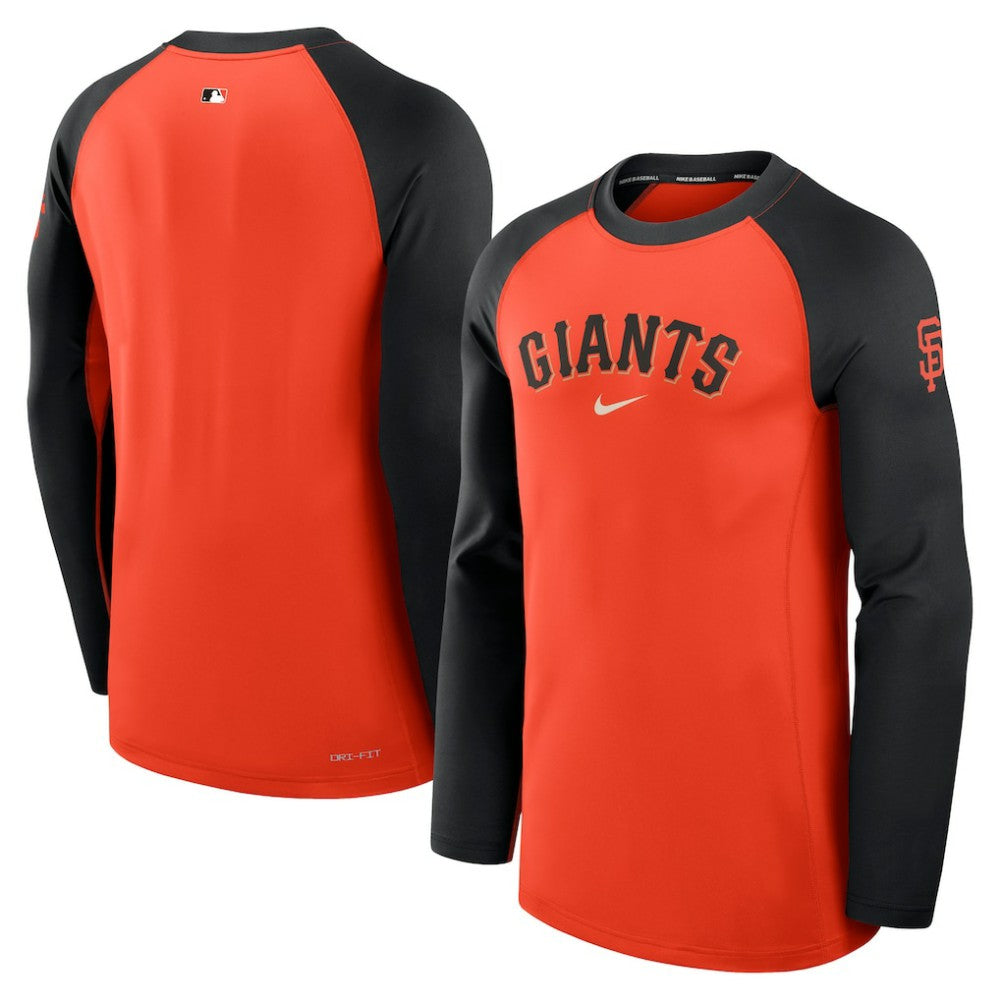 San Francisco Giants Authentic Collection Game Time Dri-FIT Raglan Long Sleeve T-Shirt - Orange/Black | Nike