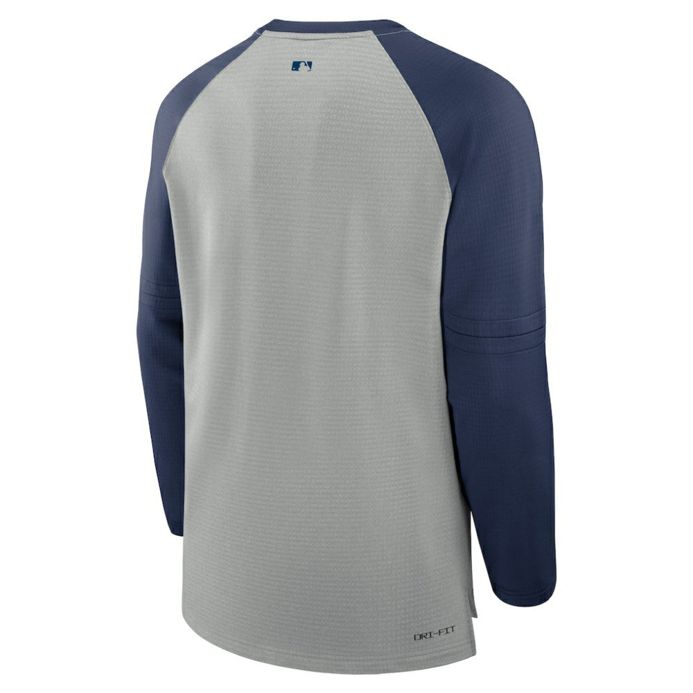 Tampa Bay Rays Authentic Collection Game Time Raglan Performance Long Sleeve T-Shirt Heather Gray/Navy | Nike