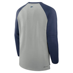 Tampa Bay Rays Authentic Collection Game Time Raglan Performance Long Sleeve T-Shirt Heather Gray/Navy | Nike