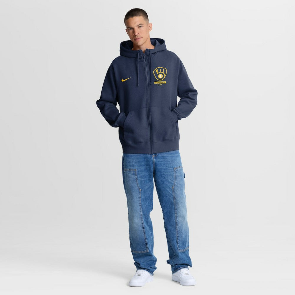 Milwaukee Brewers Primetime Lockup Full-Zip Hoodie Navy | Nike