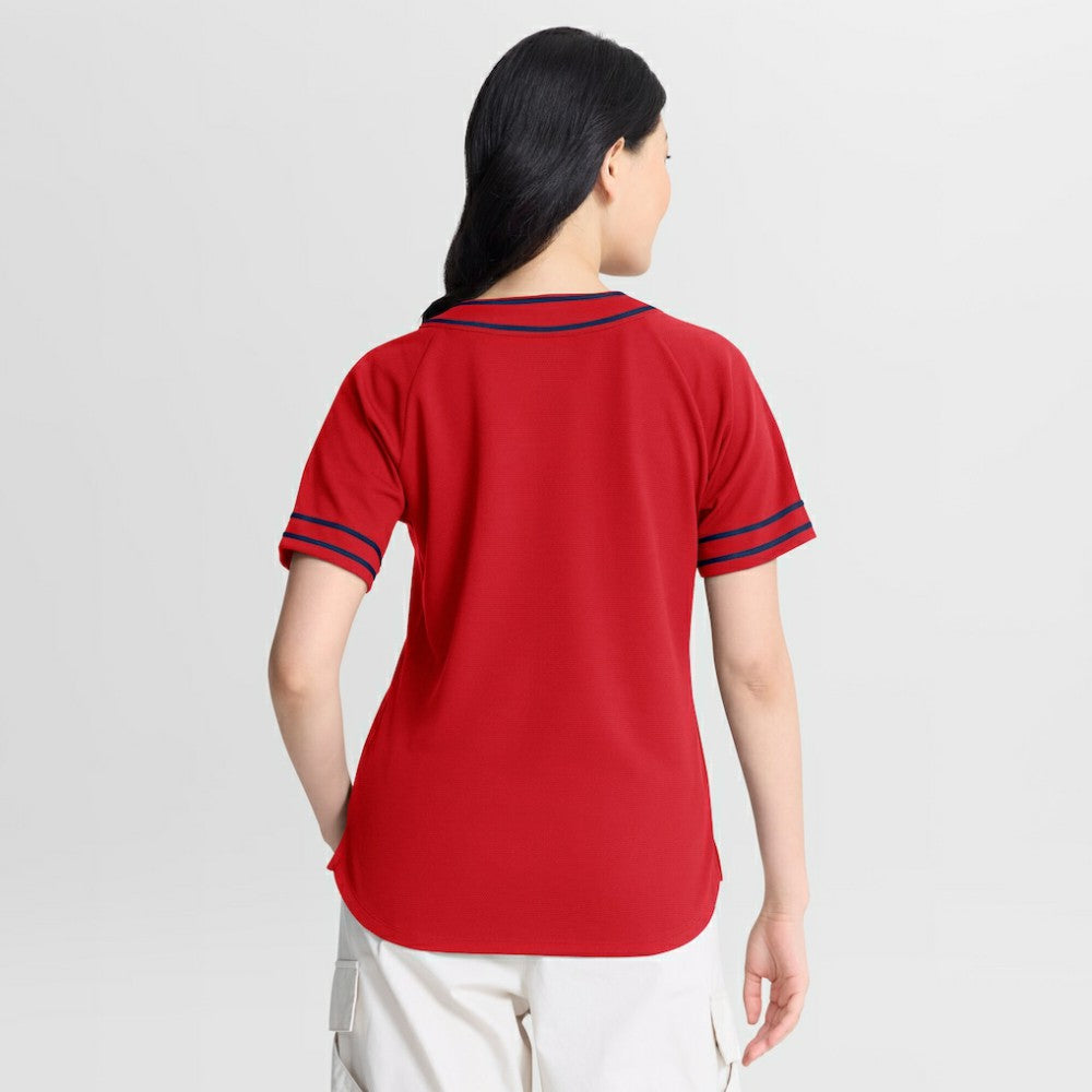 St. Louis Cardinals Women's Diva Race Ahead Raglan V-Neck T-Shirt Red