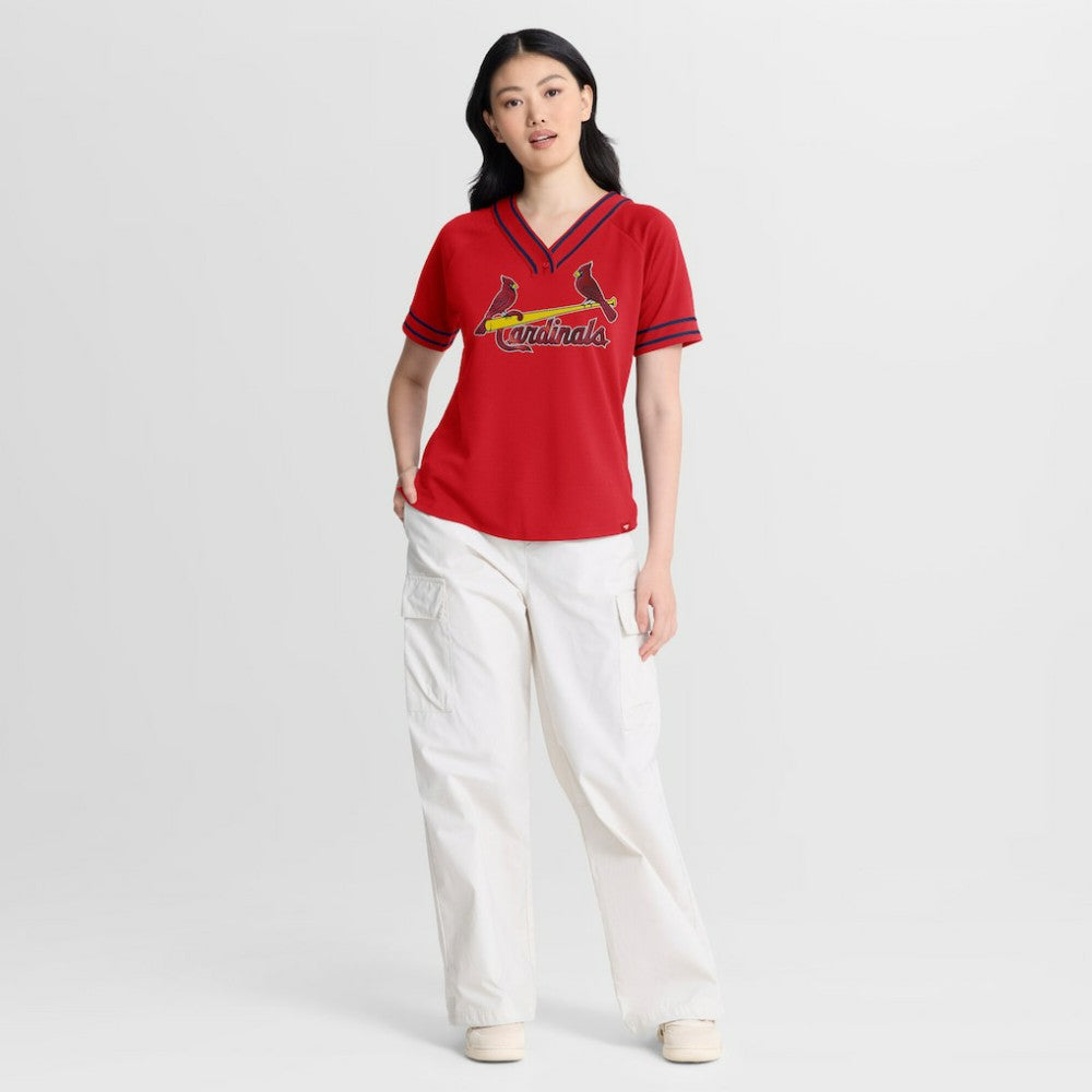 St. Louis Cardinals Women's Diva Race Ahead Raglan V-Neck T-Shirt Red